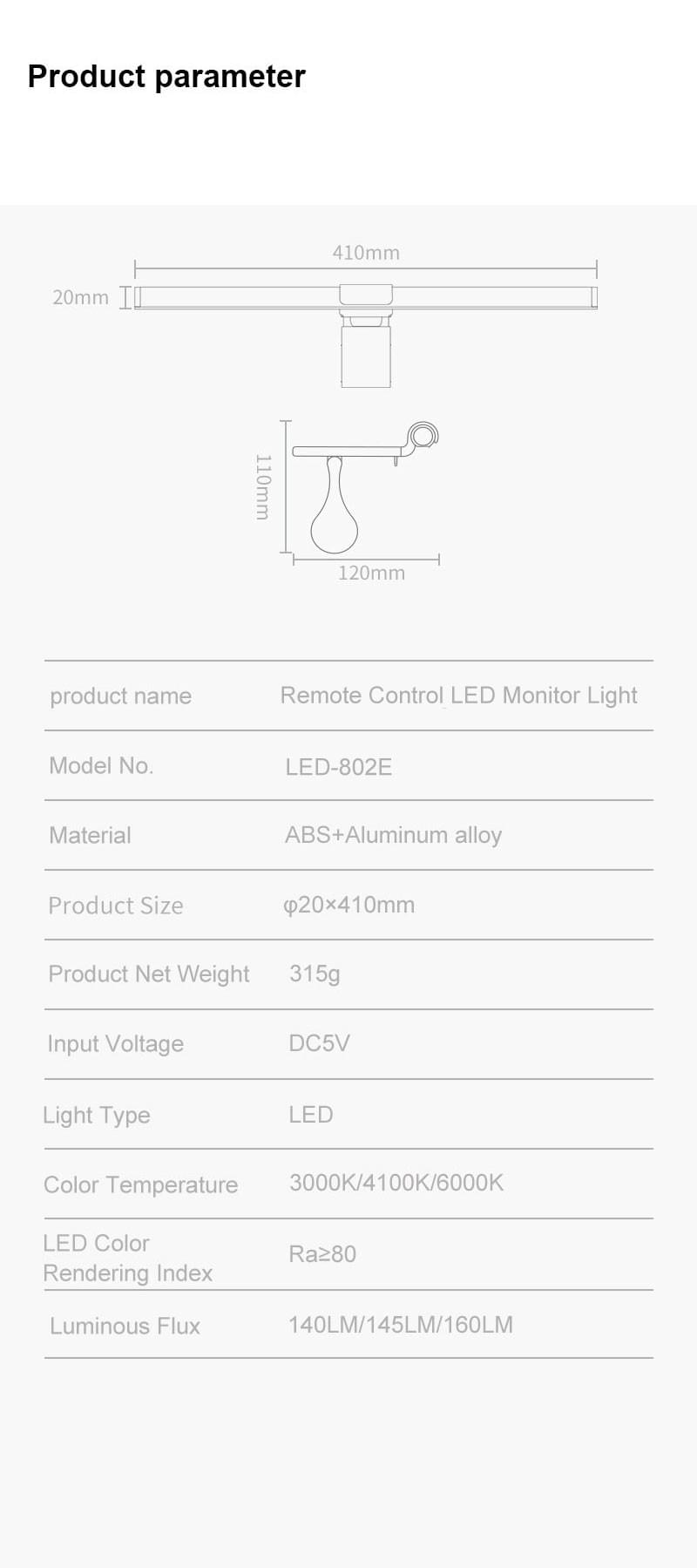 【LED-802E】 Remote Control Monitor Light