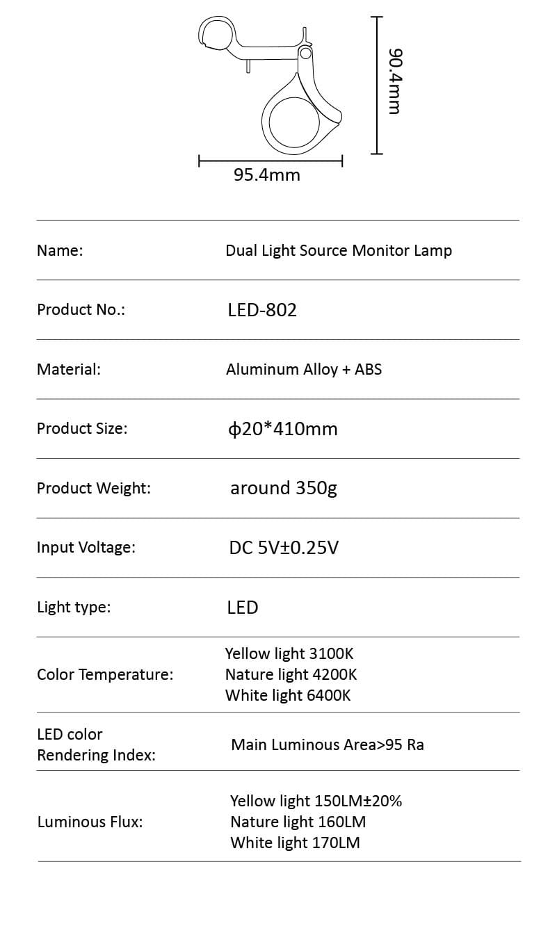 (LED-802) Dual Light Source Monitor Lamp​