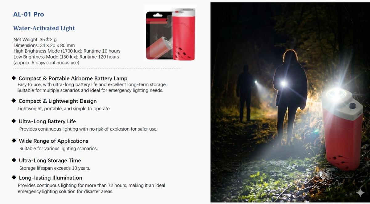 【AL-01 pro】Water-Activated Light