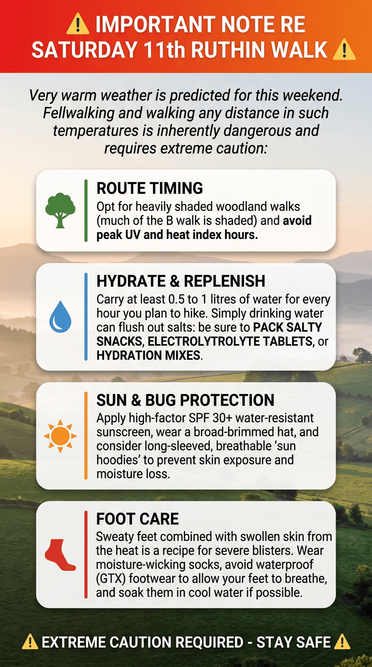 Important advice re warm weather walking. Important advice re warm weather walking.