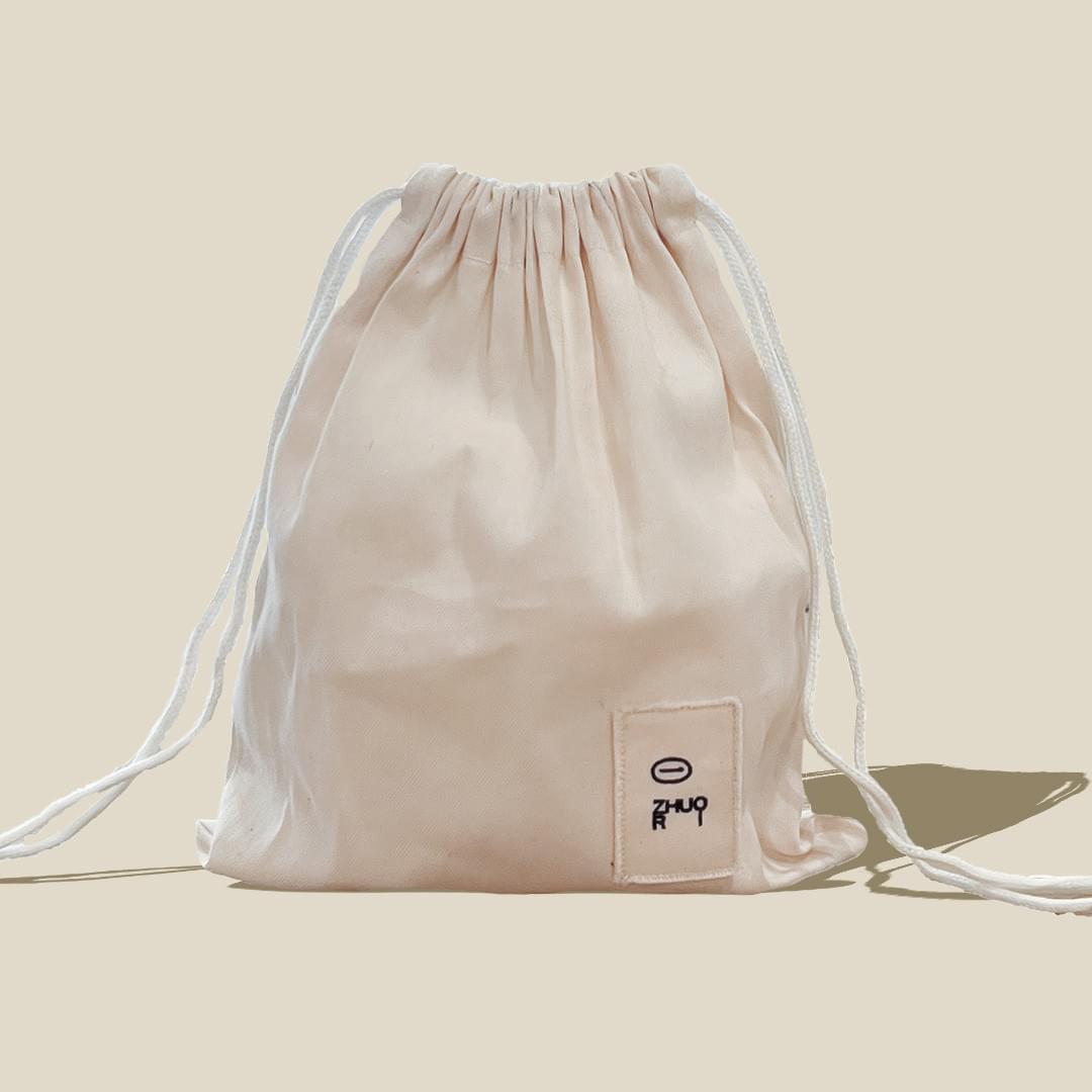 勺日限定 品牌LOGO刺繡帆布束口袋