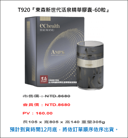 ecKare 東森新世代活泉精華膠囊單瓶預購 將於111年12月06日中午12:00正式開跑