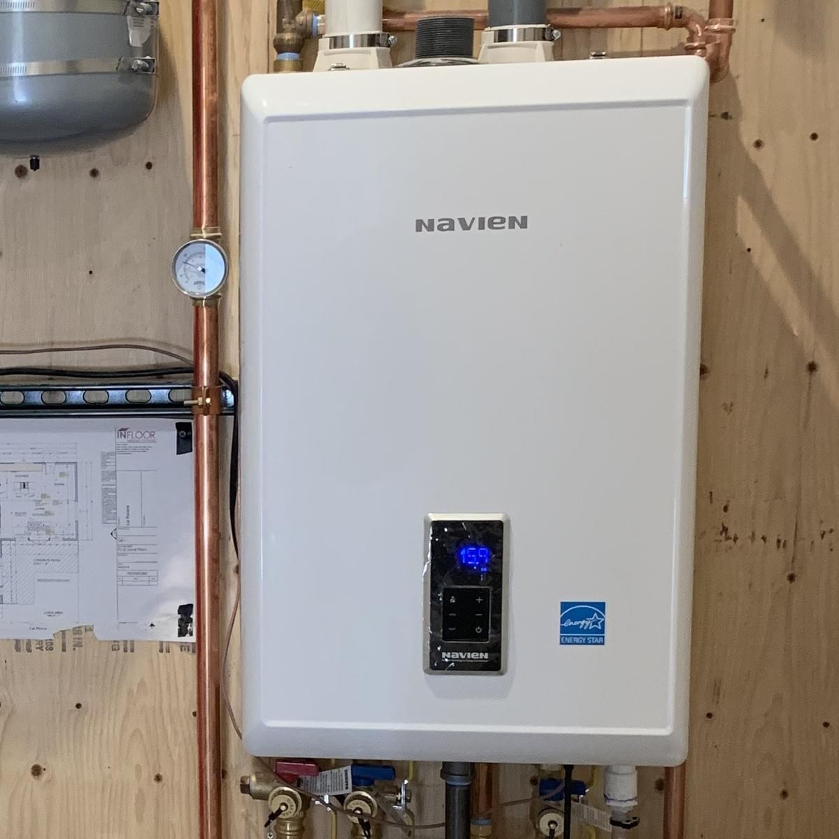 Navien Instantaneous hot water heater.