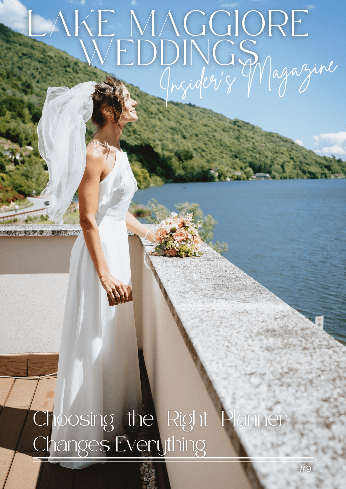 A calm bride before the ceremony overlooking Lake Mergozzo