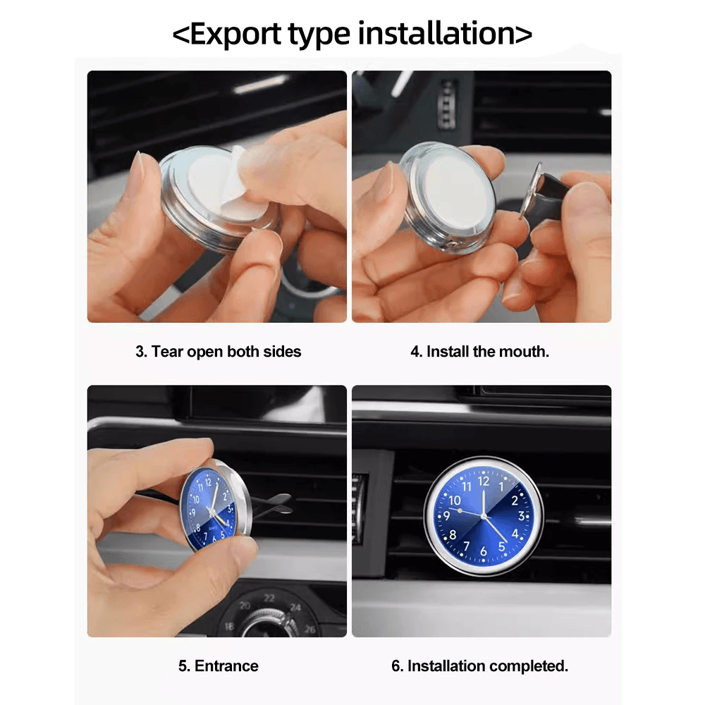 Universal Luminous Car Clock - Mini Quartz Analog Watch for Dashboard & Air Vent (Custom Logo Option
