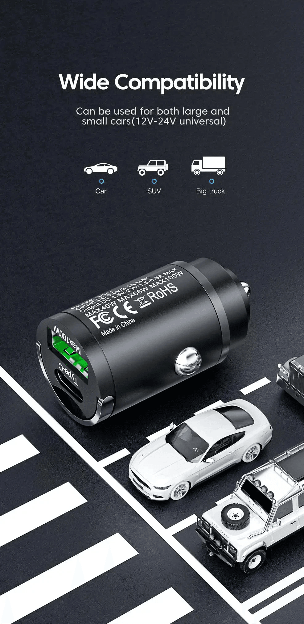 100W Super Fast Car Charger Adapter