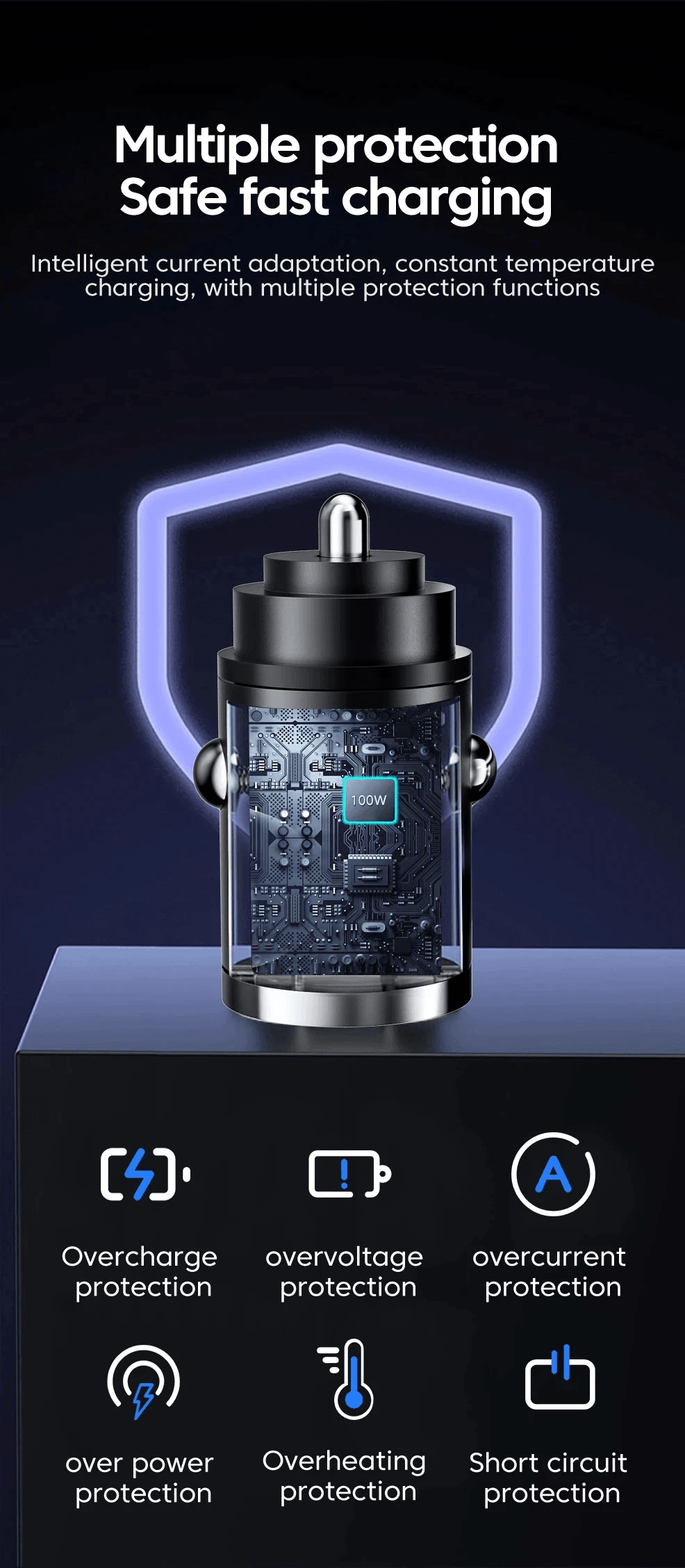 100W Super Fast Car Charger Adapter