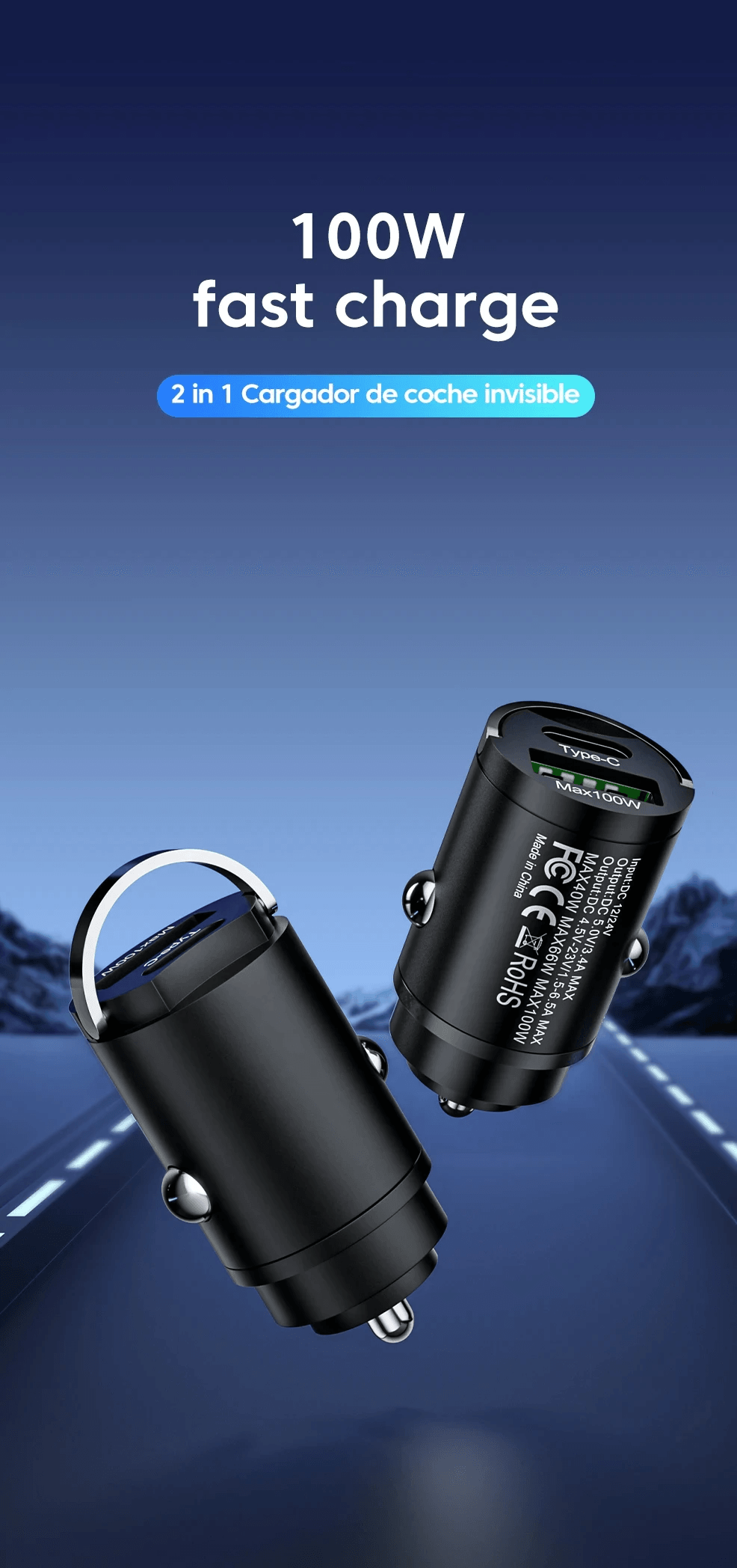 100W Super Fast Car Charger Adapter