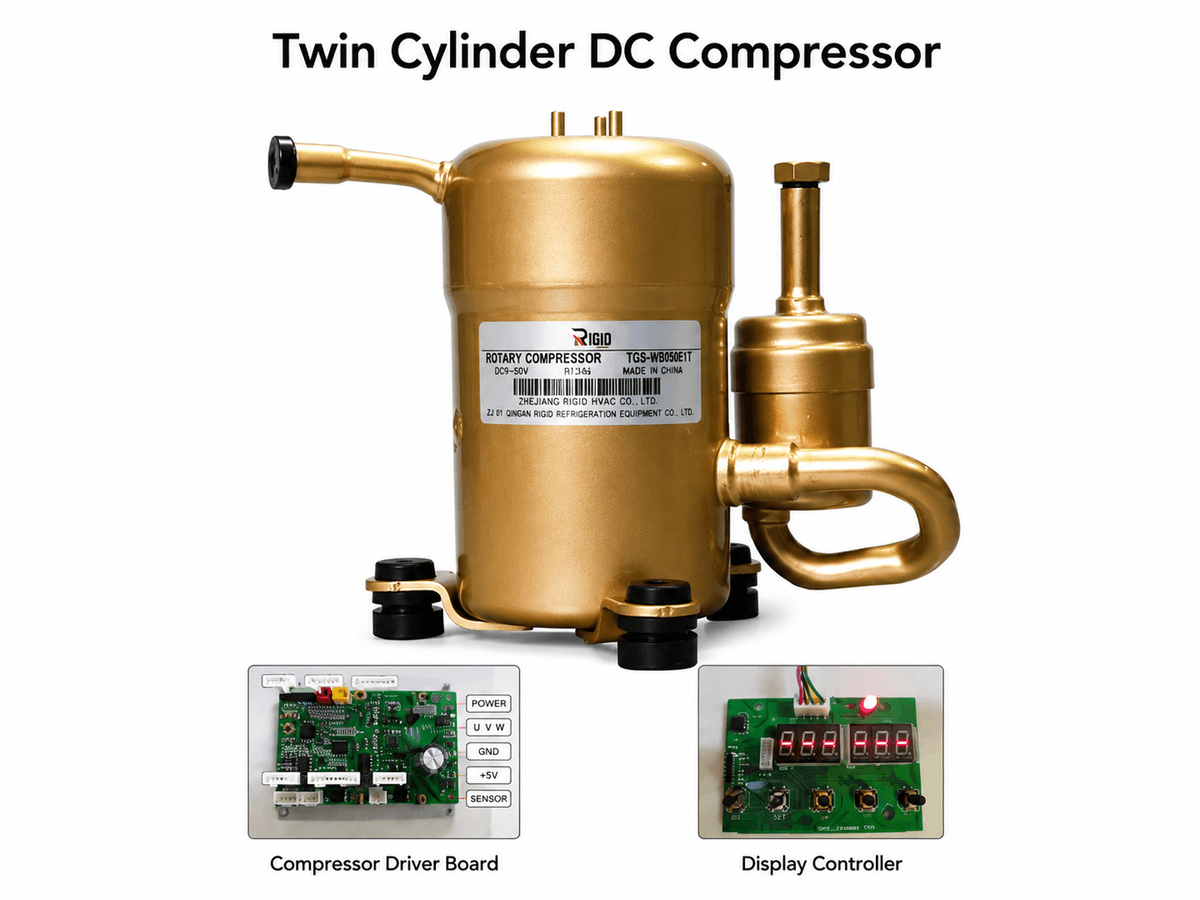 Twin cylinder DC compressor product diagram