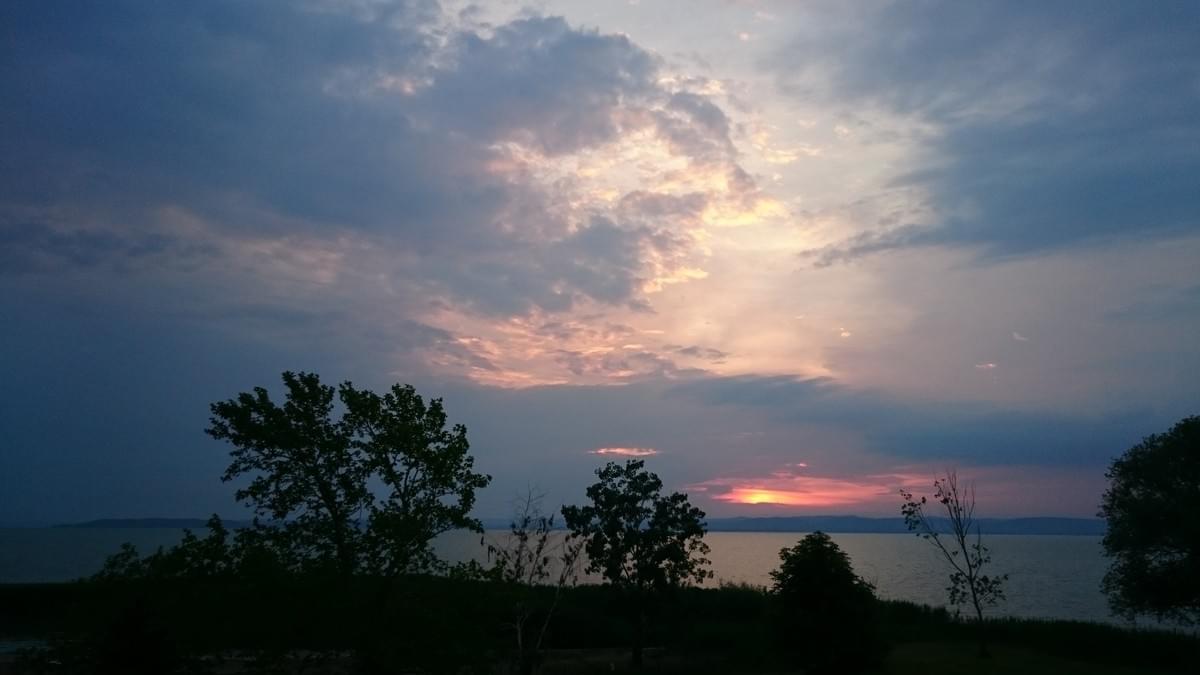 Sunset over Lake Balaton from Hotel Azur, Siofok