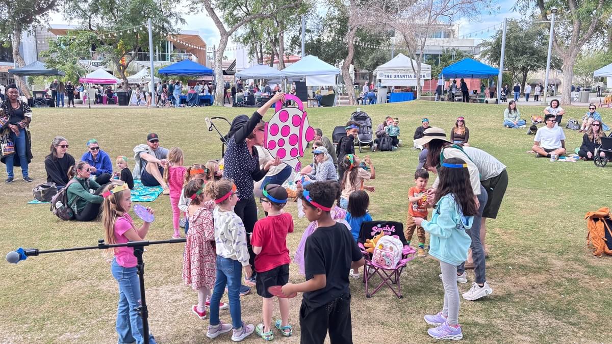Children and Families play with storytime frineds at the Scottsdale Book Festival 