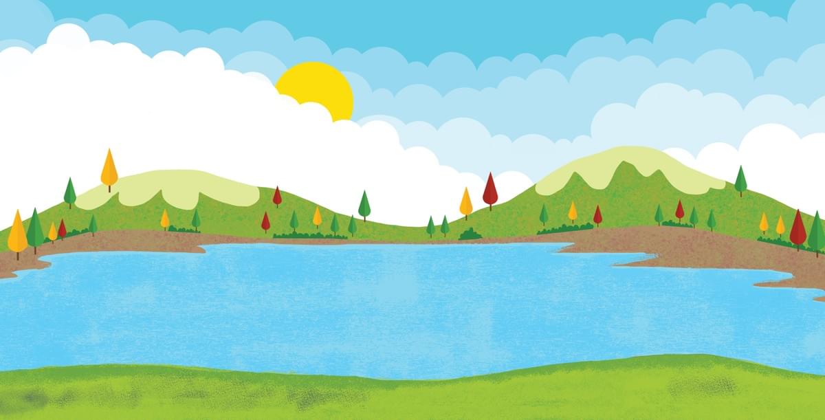 Harmony Lake landscape from the Tubba and Friends story world by Michael Ivery