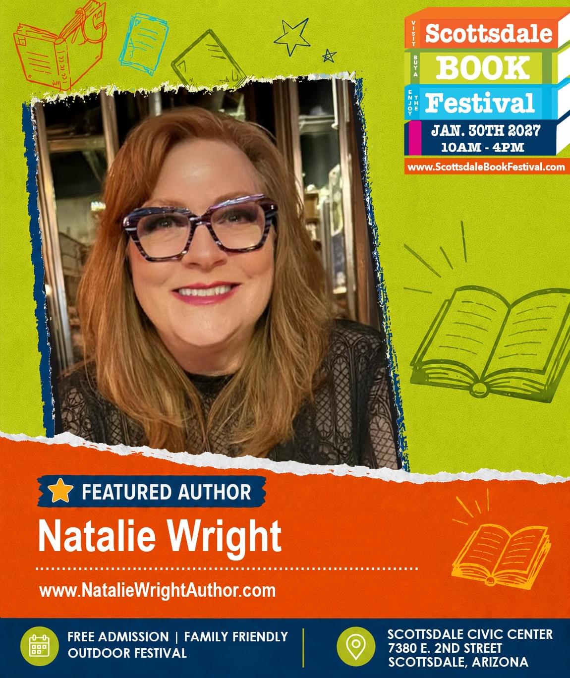Natalie Wright, featured author appearing at Scottsdale Book Festival 2027 in Scottsdale, Arizona.