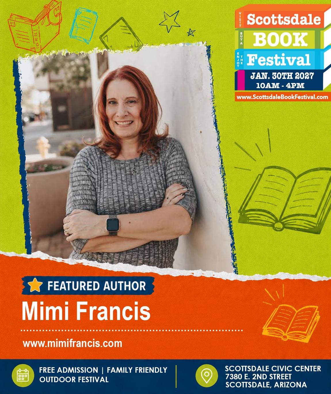 Mimi Francis, featured author appearing at Scottsdale Book Festival 2027 in Scottsdale, Arizona.