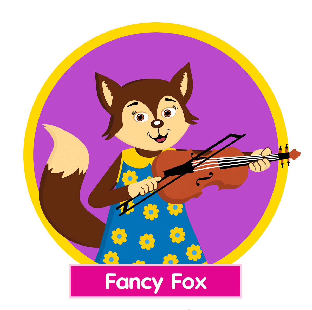 Fancy Fox playing violin from the Tubba and Friends children's story world by Michael Ivery
