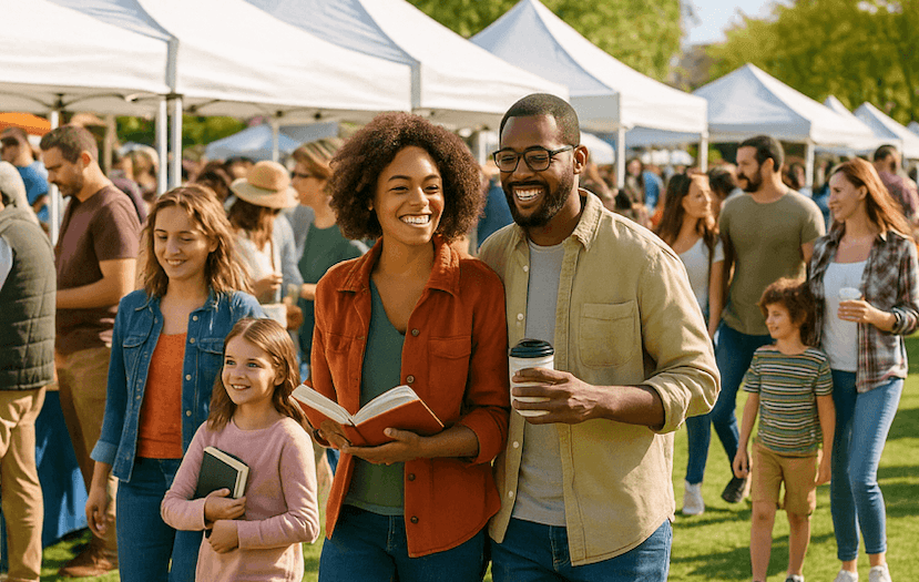 Family walking together at Scottsdale Book Festival 