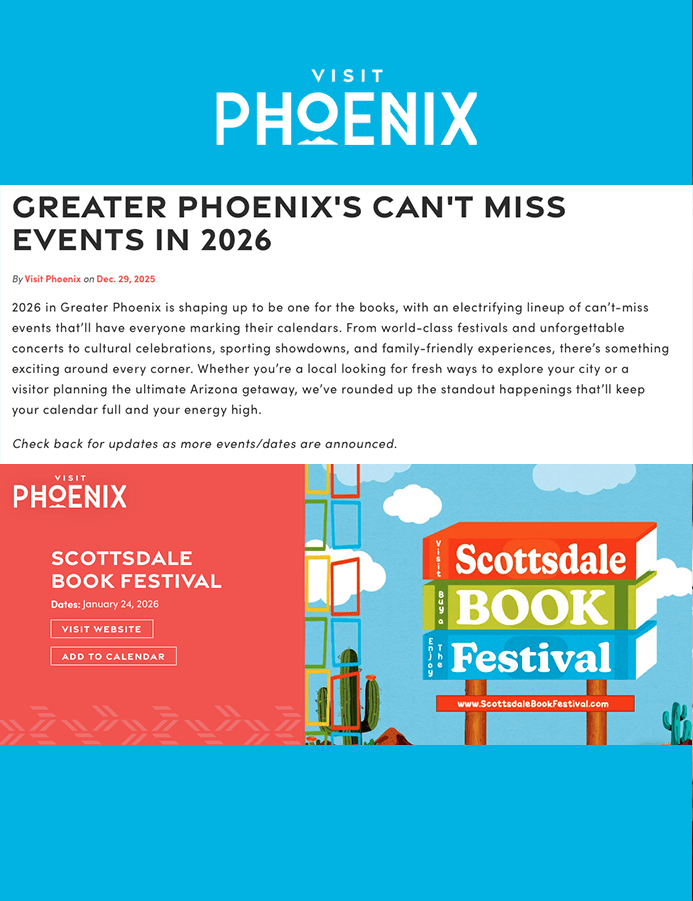 Scottsdale Book Festival featured on Visit Phoenix - Must attend events