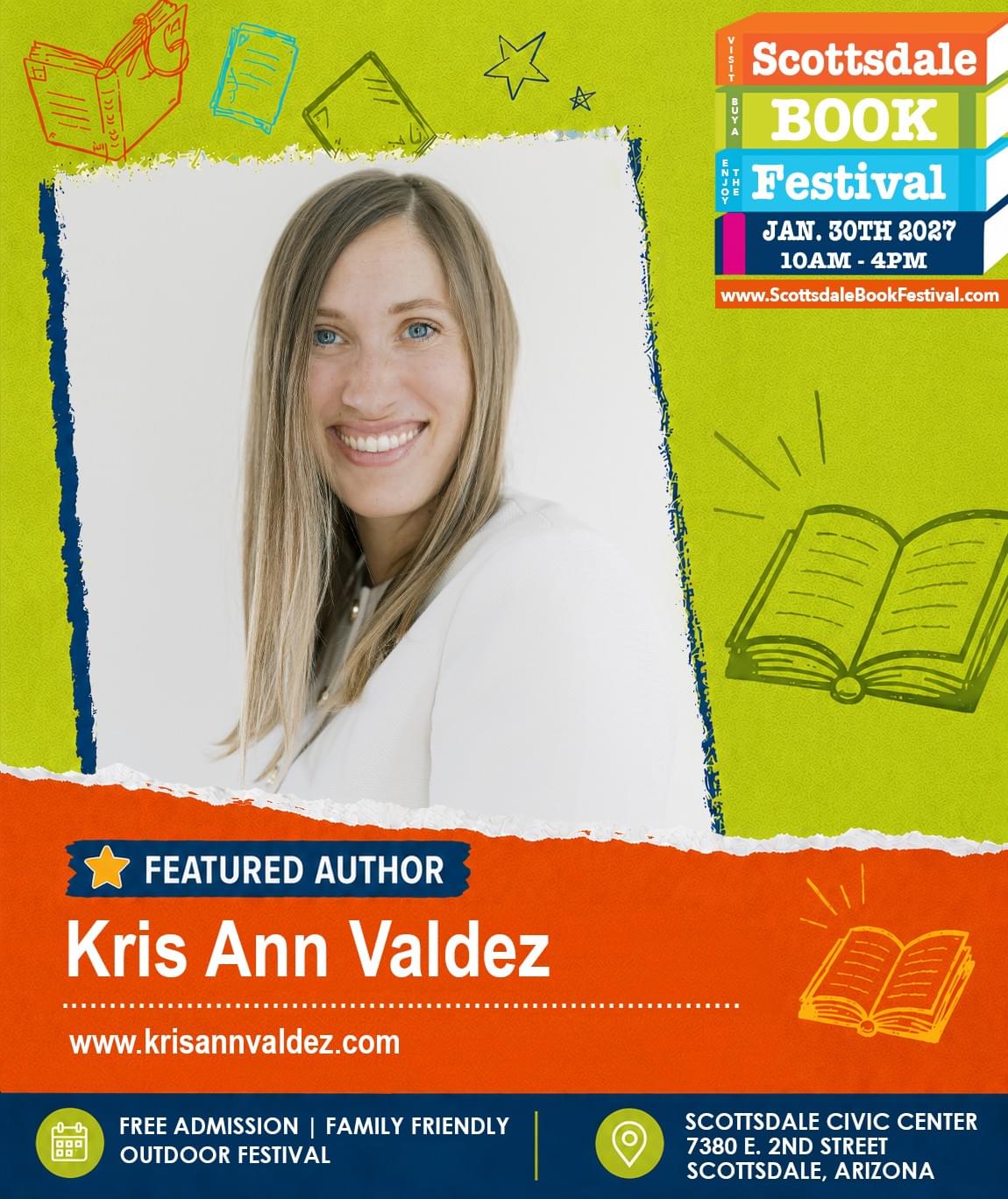 Author Panelist Kris Ann Valdez appearing at the Scottsdale Book Festival 2027. Author Panelist Kris Ann Valdez appearing at the Scottsdale Book Festival 2027.