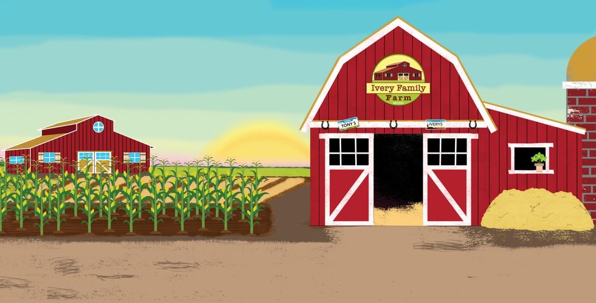 Dotty Pig's family farm from the Tubba and Friends story world by Michael Ivery