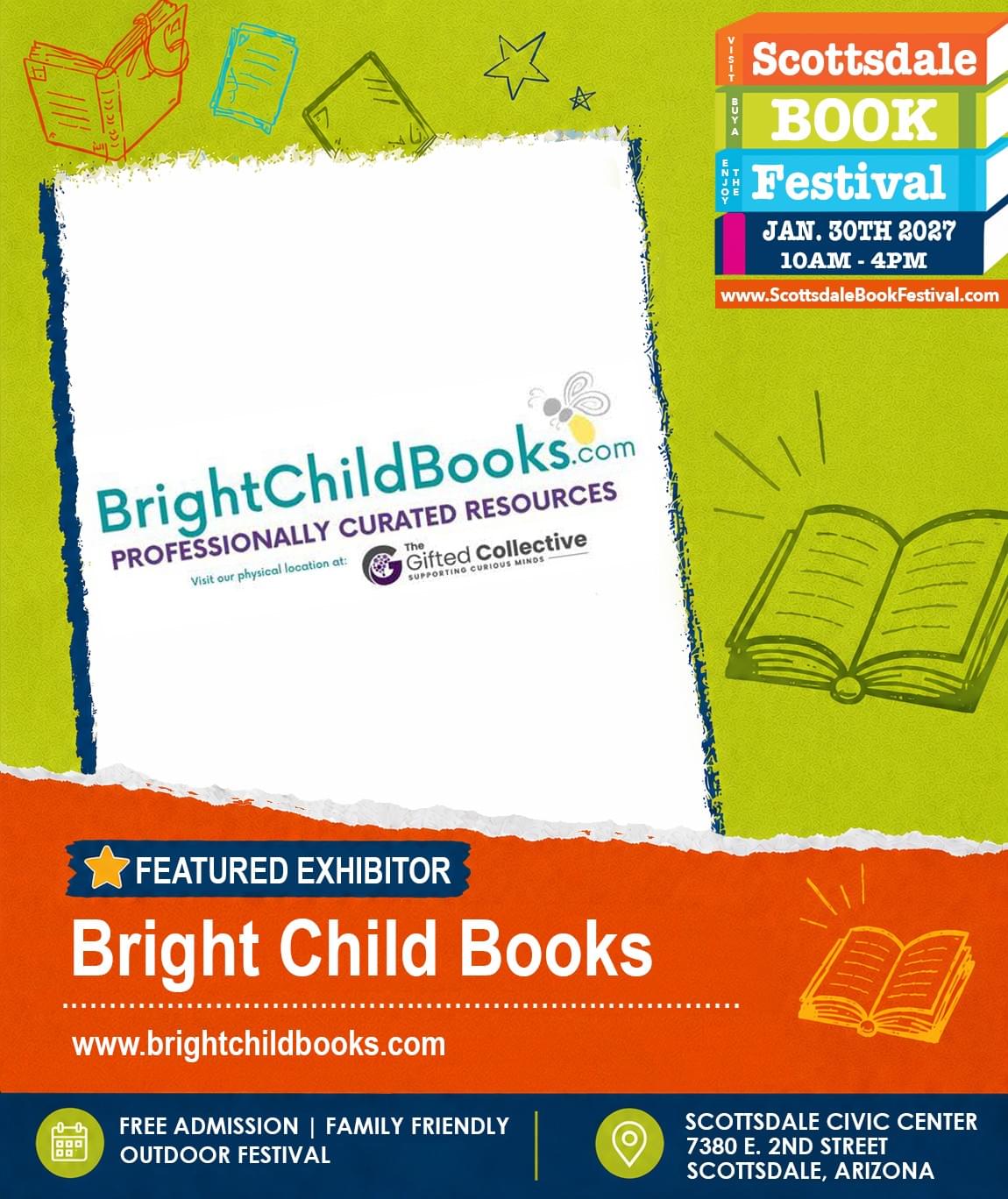 Bright Child Books, featured educational bookstore and exhibitor appearing at Scottsdale Book Festival 2027 in Scottsdale, Arizona.