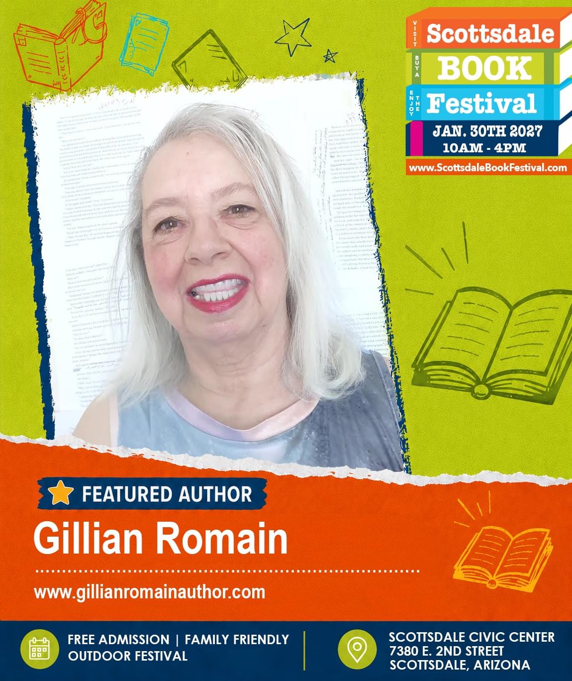 Gillian Romain, featured author appearing at Scottsdale Book Festival 2027 in Scottsdale, Arizona.