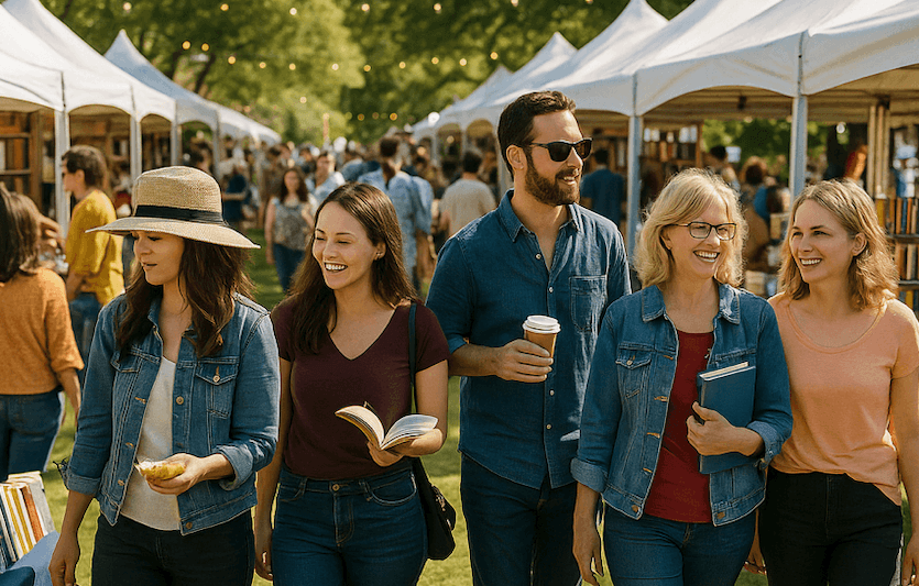Friends walking together at Scottsdale Book Festival 