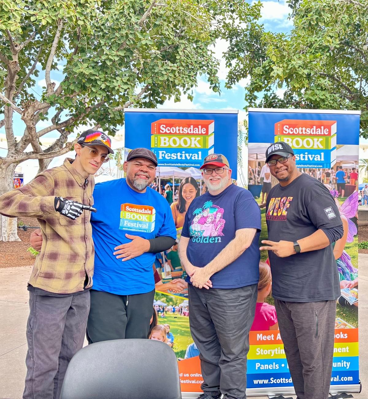 Friends and colleagues get together for panels and community fun. 