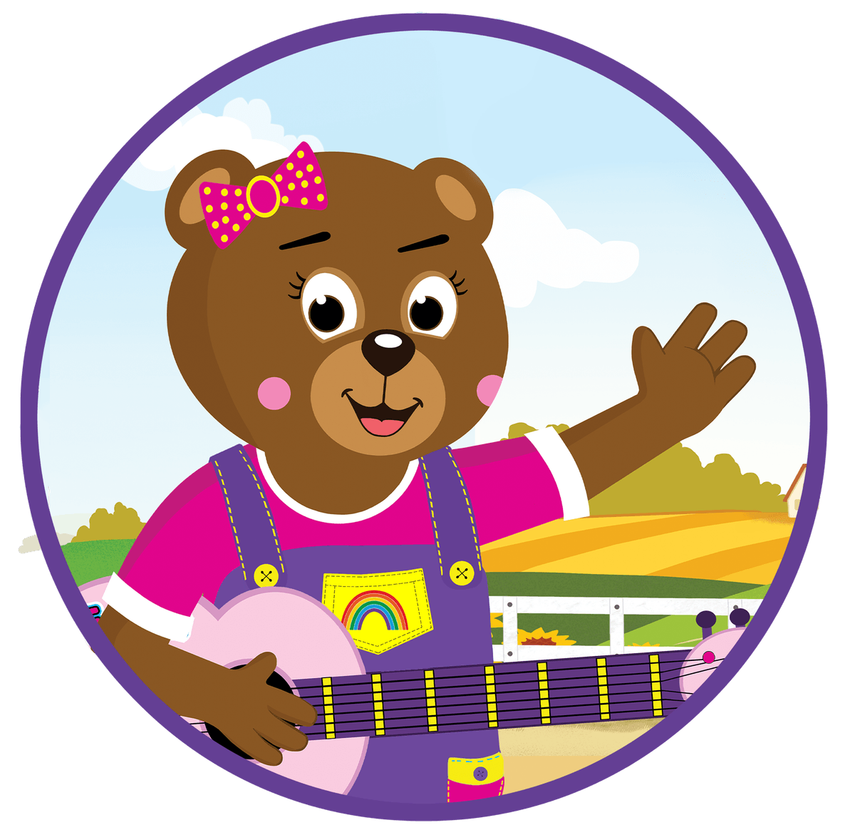 Tubba and Friends characters smiling together in a Polaroid-style group photo in Harmony Ridge Tubba and Friends characters smiling together in a Polaroid-style group photo in Harmony Ridge