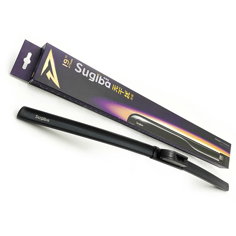 Frameless windshield wiper blade sample with adapters for aftermarket sourcing.