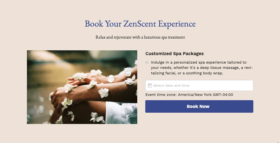 Spacious Spa website template suited to presenting appointment-based services