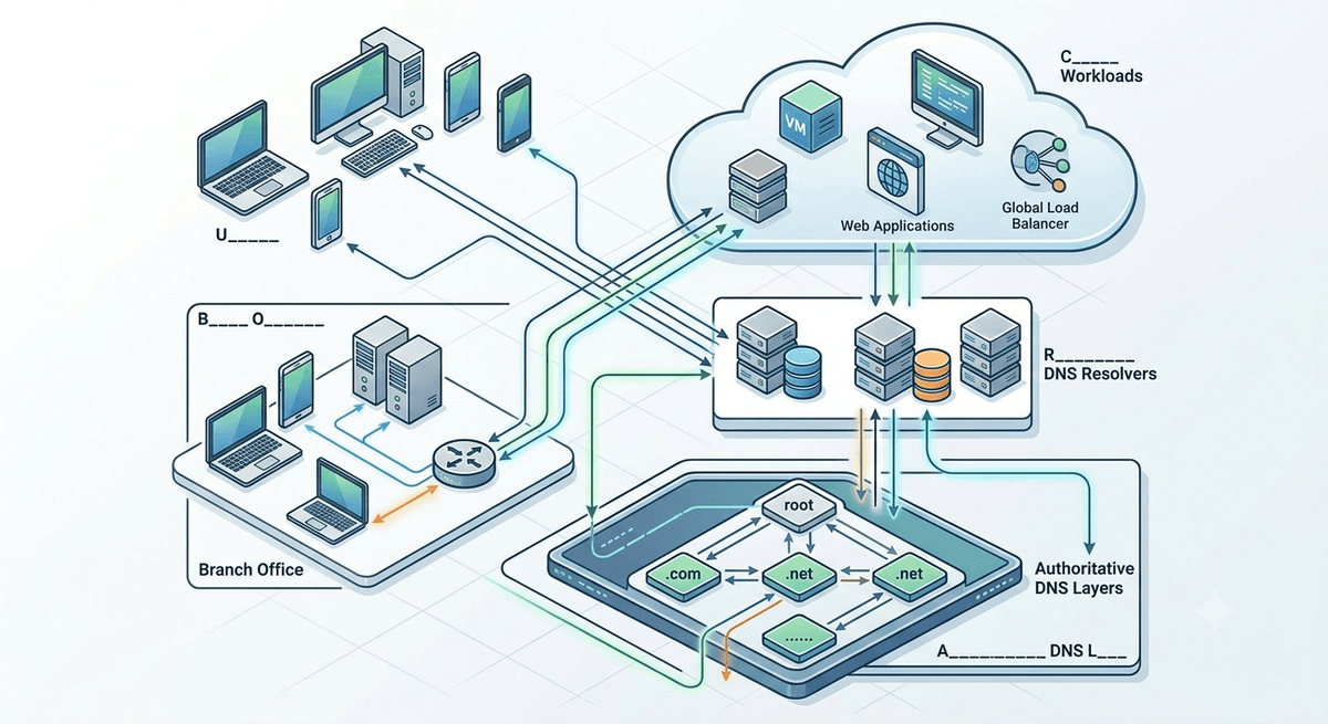 DNS resolver failure path in a hybrid network