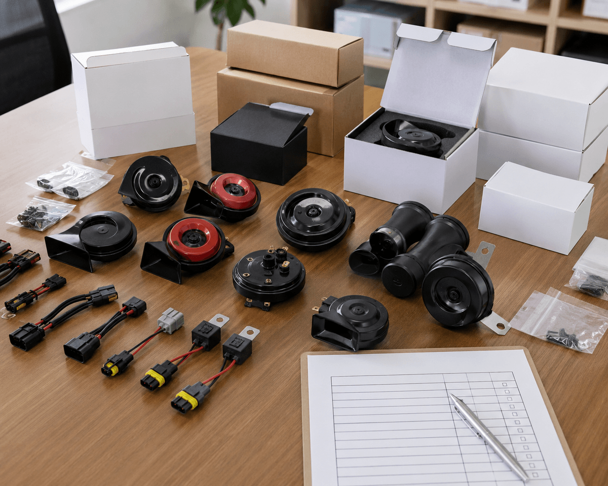 Customized car horn packaging and adapter planning for buyers