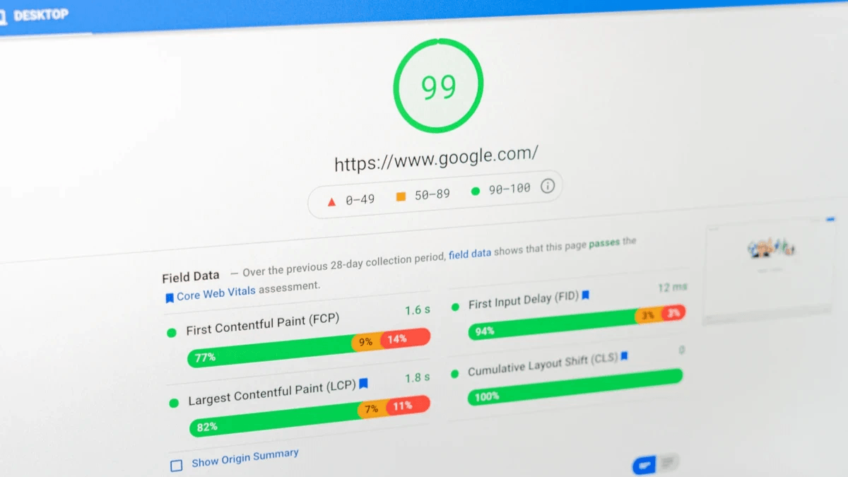 Fast loading webpage hero section enhances user experience.
