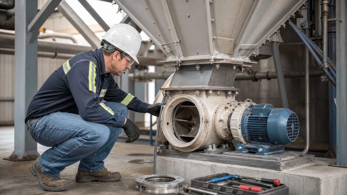 maintenance inspection of rotary airlock valve on dust collector