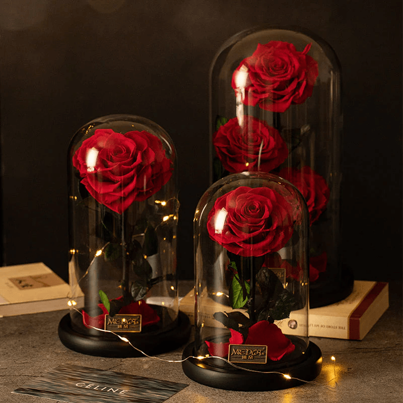 Stunning never dying rose gift displayed beautifully in home decor.
