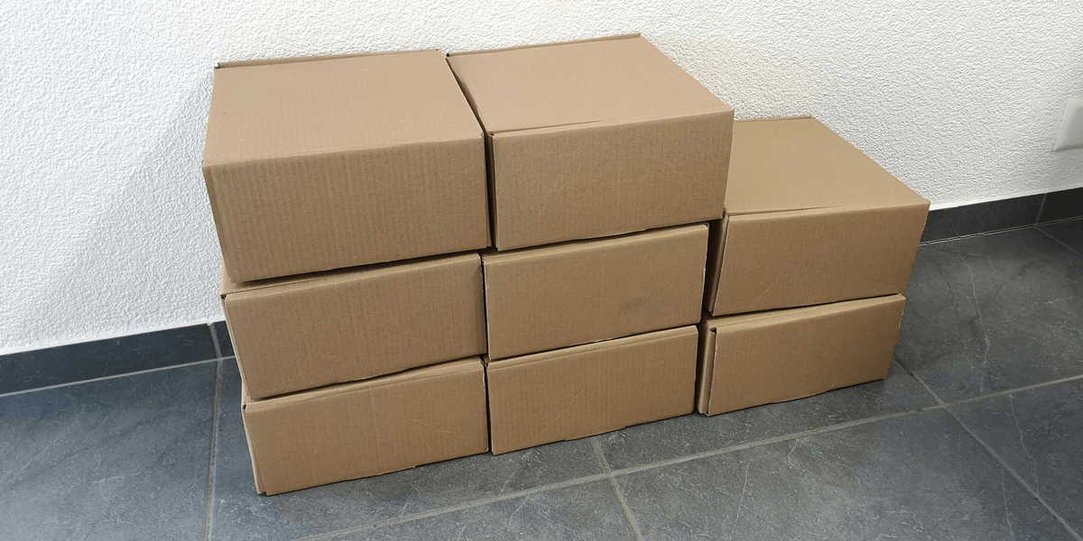 Carton Drop Test setup showing boxes prepared for testing.