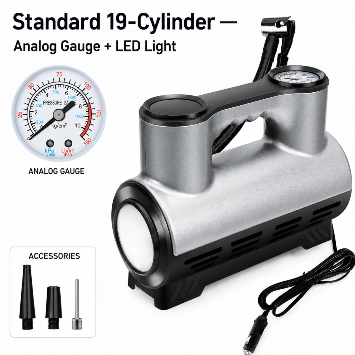 Wired car tire inflator air compressor detail