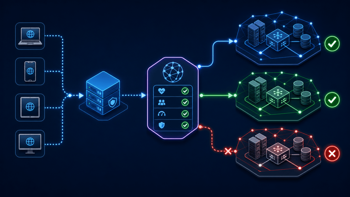 DNS-based GSLB steering users toward healthy application regions
