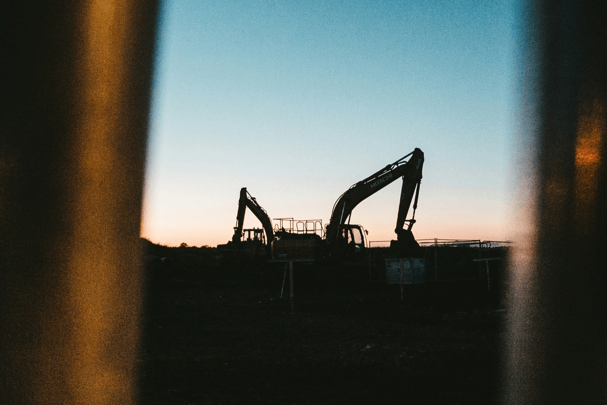 heavy equipment inspection process at construction site