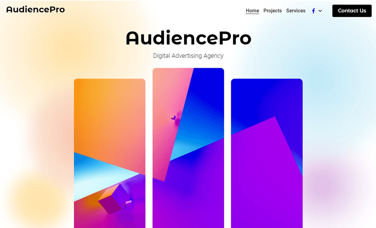 Creative services landing page showcasing tailored offerings