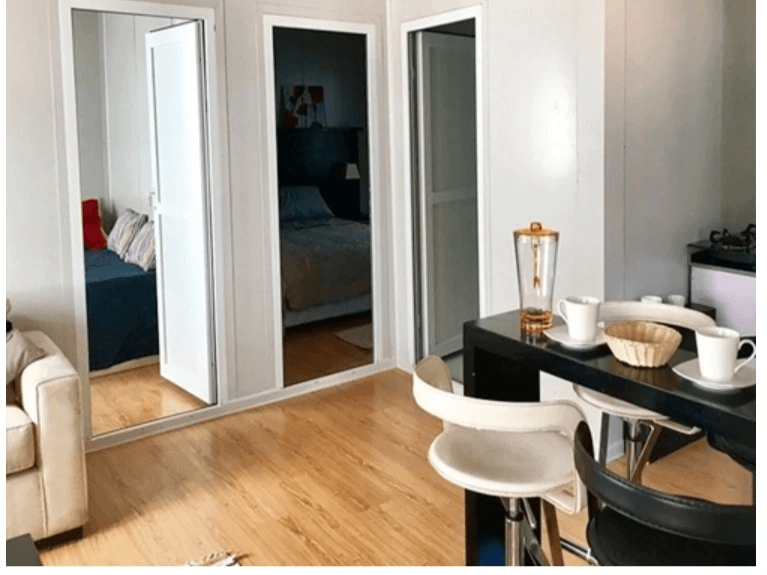 interior view of small prefab homes with modern design