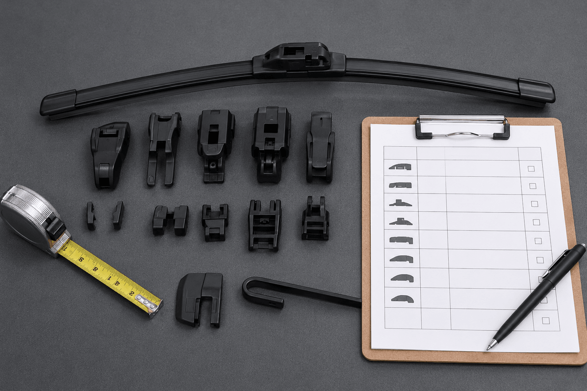 Certified universal wiper blade adapter and size verification