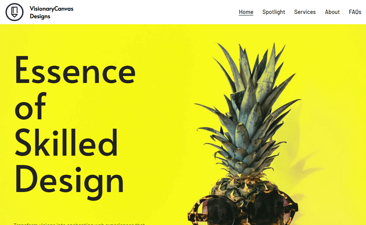 VisionaryCanvas design template demonstrating a bold modern website layout