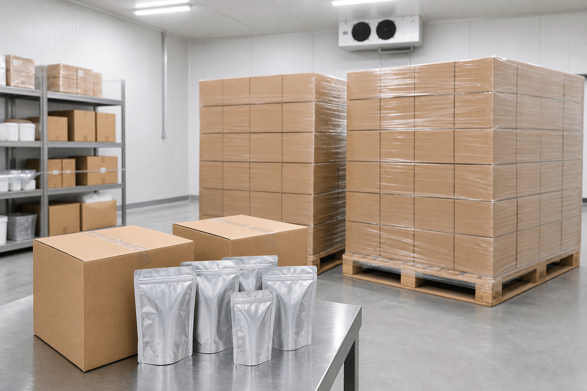 pilot order and commercial order freeze-dried fruit packaging comparison