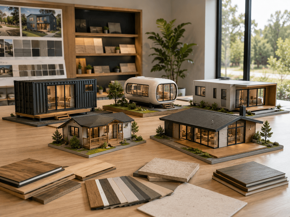 Modelos de casas prefabricadas comparados en miniatura