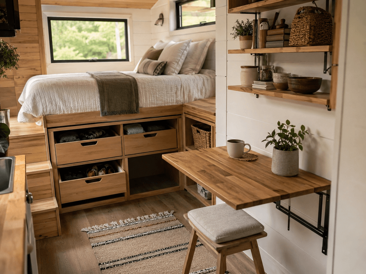 Almacenamiento inteligente dentro de tiny house
