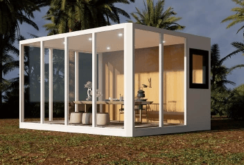 oficina portátil moderna construida con contenedores