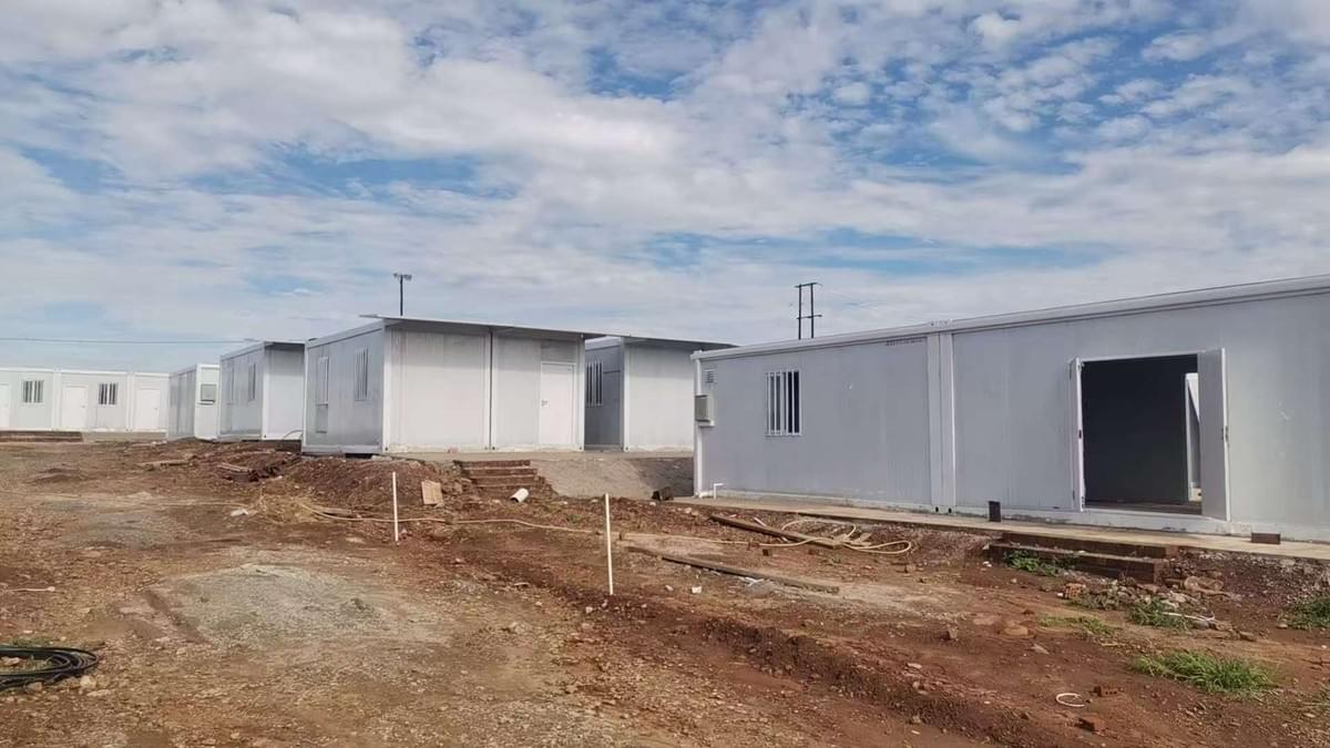 stunning view of a stylish container house