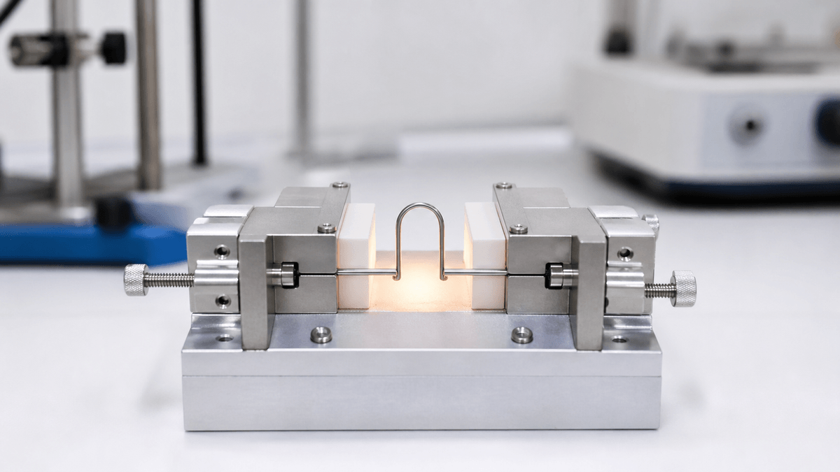 Niti shape memory wire heating recovery test in a lab fixture