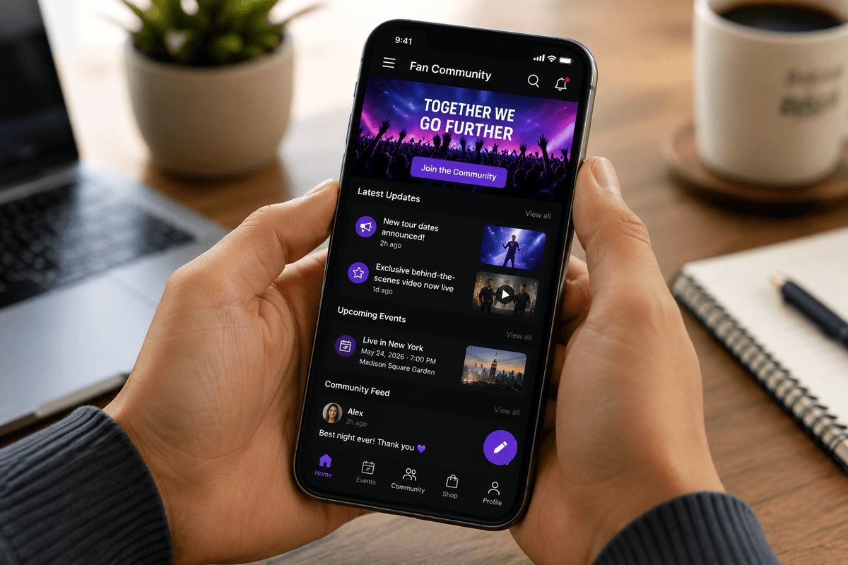 A community member using a mobile platform to follow content and connect with a shared interest